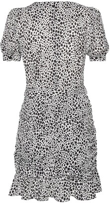 Dorothy Perkins Women's Dalmatian Print Ruched Mini Dress - white - 10