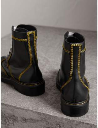 Burberry Topstitch Leather Lace-up Boots