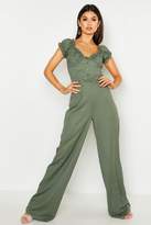 Thumbnail for your product : boohoo Linen Look Paper Bag Wide Leg Pants