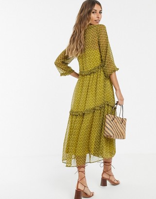 Y.A.S paisley printed tiered smock maxi dress