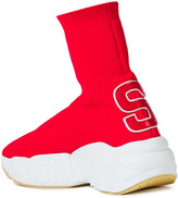 Thumbnail for your product : Acne Studios Akune Leather-appliqued Stretch-knit High-top Sneakers