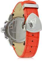 Thumbnail for your product : Lamborghini Tonino Shield Lady Silver Tone Stainless Steel and Red Croco Print Leather Chronograph Watch