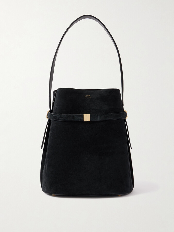 Totême Belted Suede Tote - Black