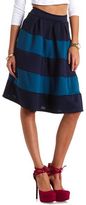 Thumbnail for your product : Charlotte Russe Striped High-Waisted Full Midi Skirt
