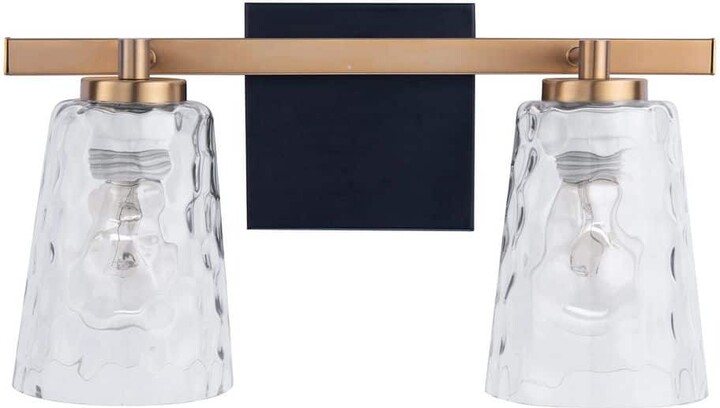 Parrot Uncle Radiance 15 in. 2-Light Gold Vanity Light with Clear Honeycomb Glass Shades