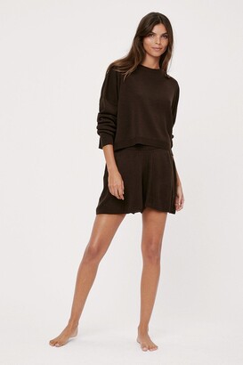 Nasty Gal Womens Knitted Crew Neck Sweater and Short Lounge Set