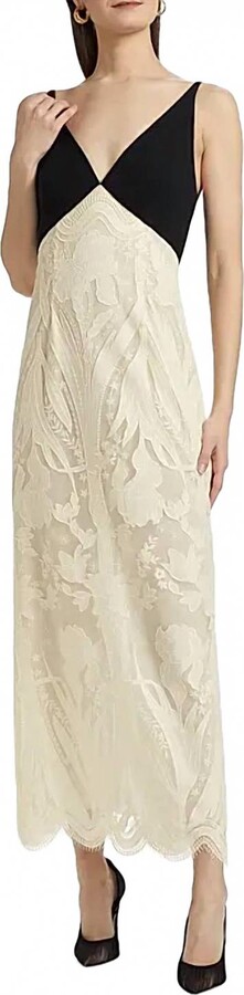 V Neck Sheath Dress In Black/ivory