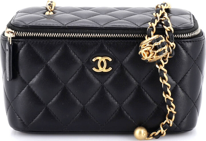 Chanel Pearl Crush Vanity Case with Chain Quilted Lambskin Small