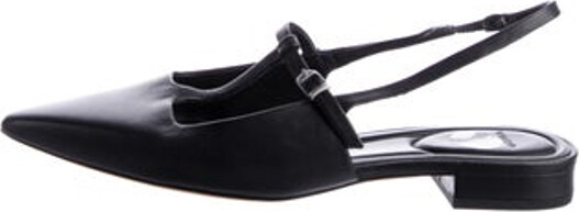 Vince Leather Slingback Flats Black Semi-Pointed Toes Elasticized Straps & Buckle Closure At Uppers Unfortunately, due to restrictions, this item may not be eligible for shipping in all areas.
