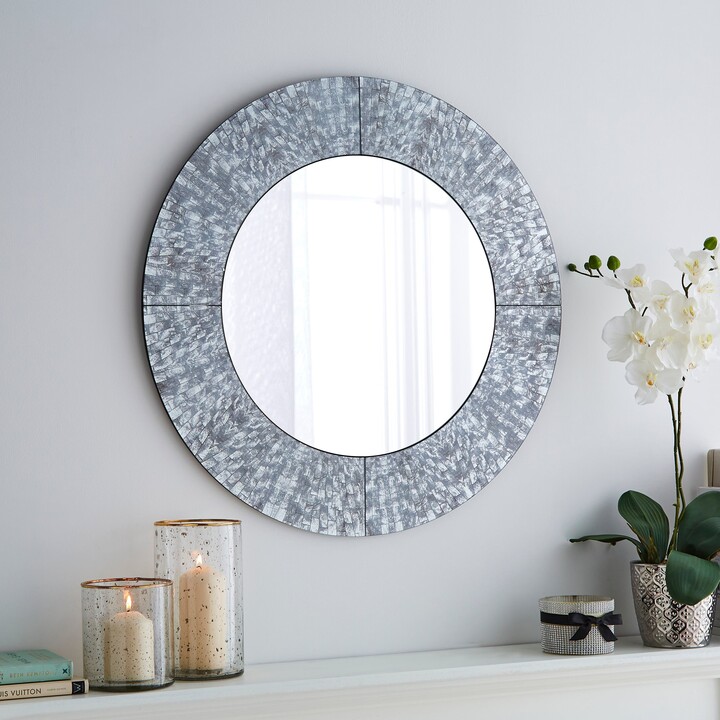 Dunelm Luxe Tiled Round Wall Mirror Silver ShopStyle