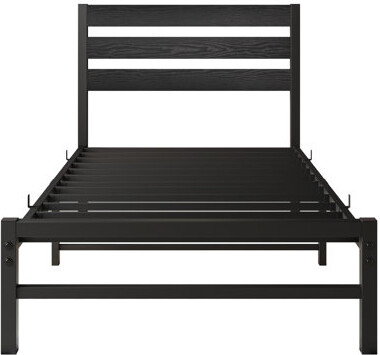 17 Stories Rustic Vintage Twin Size Bed Frame. No Box Spring. 23 Steel Slats For Stability. 10.6" Storage Area. Black. Simple Assembly Instructions Spring Needed