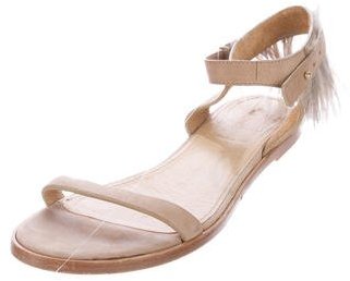 Brunello Cucinelli Ostrich Feather-Trimmed Suede Sandals