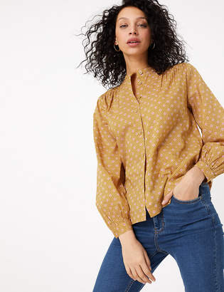 Marks and Spencer Ditsy Print High Neck Blouse