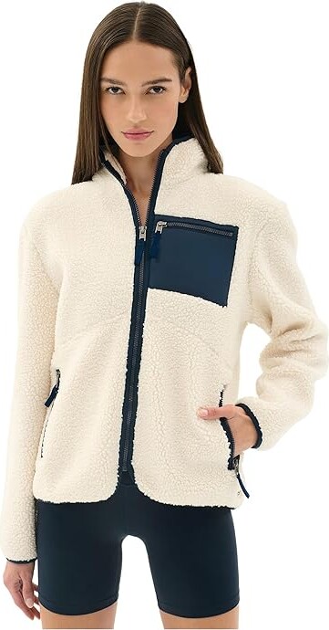 Splits59 Harris Sherpa Jacket Women's Sweater Creme/Indigo : LG, Polyester