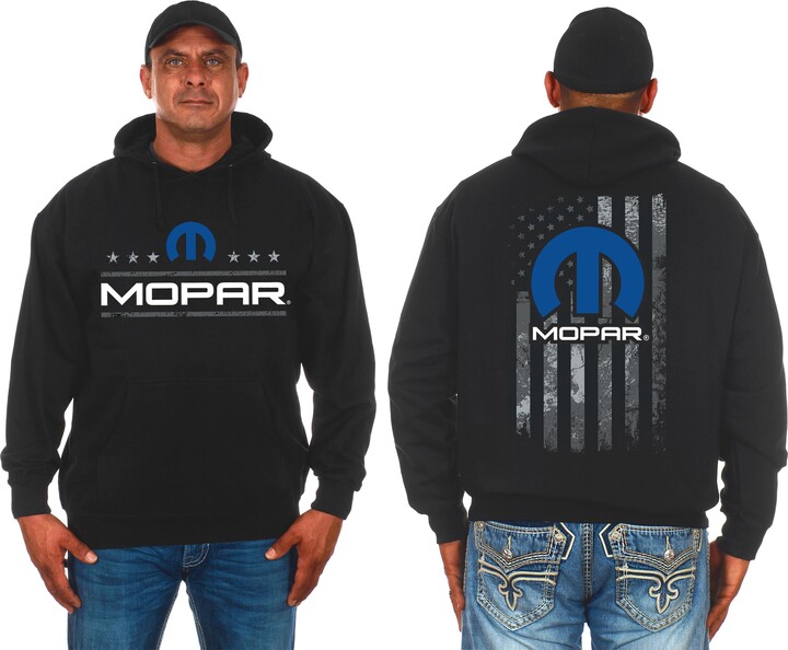 JH DESIGN GROUP Men's Mopar Pullover Hoodie American Flag 2 Sided Sweatshirt (US