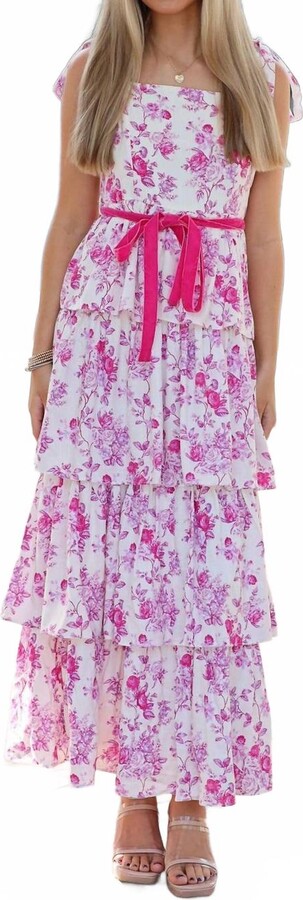 Rosette Midi Dress In Pink