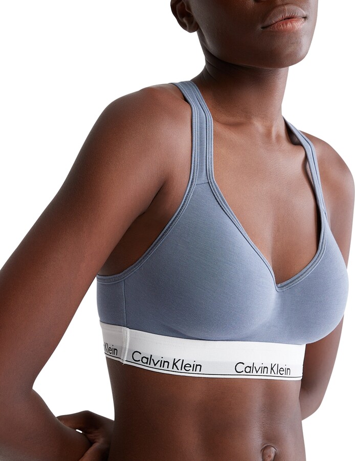 Calvin Klein Curve Embossed Icon cotton blend unlined bralette with logo  underband in red - RED