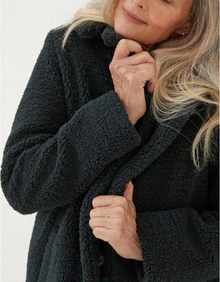 fat face green teddy coat