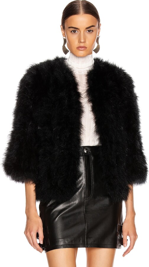 Yves Salomon Feather Jacket in Black