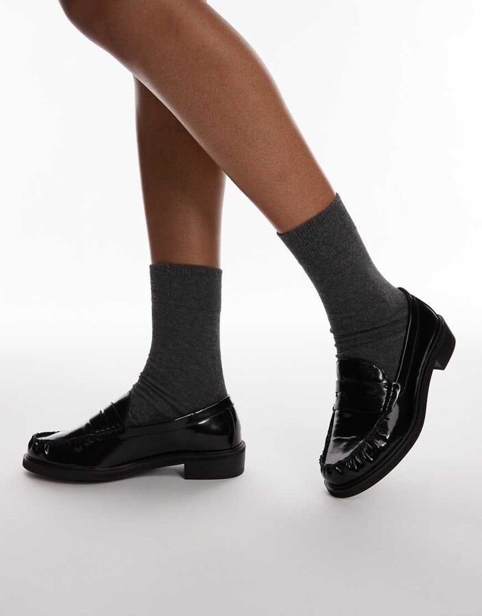 Topshop Carter loafers with ruched detail in black