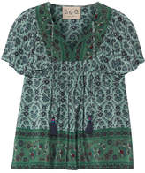 Thumbnail for your product : Sea Ruffled Printed Silk Blouse - Forest green