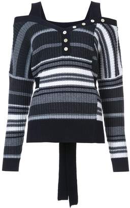 Derek Lam 10 Crosby Off The Shoulder Sweater With Button Detail