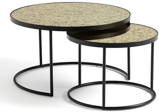 La Redoute Interieurs Set of 2 Lipstick Round Metal Glass Nesting Coffee  Tables - ShopStyle