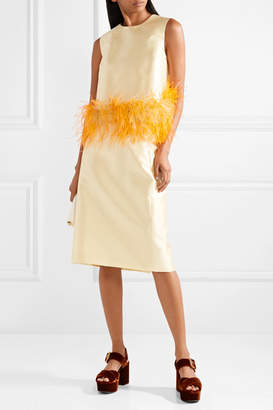 Prada Wool And Silk-blend Midi Skirt - Pastel yellow