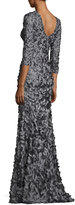 Thumbnail for your product : Theia 3/4-Sleeve Petal Column Gown
