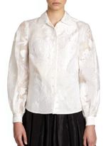 Thumbnail for your product : Carolina Herrera Night Collection Floral Jacquard Organza Blouse