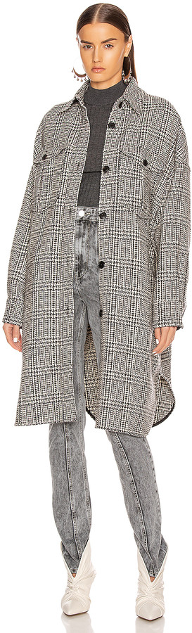 Etoile Isabel Marant Obira Coat in Black & Ecru | FWRD - ShopStyle