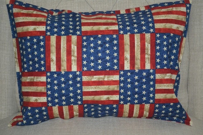 Etsy Travel Pillow Case/Accent Patriotic American Flag Flag Pillowcase Decor Bedding /12"x16"