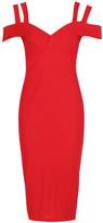 Thumbnail for your product : boohoo Crepe Cold Shoulder Detail Midi Dress