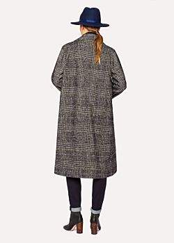 Paul Smith Women's Puppytooth-Check Wool-Cotton Cocoon Coat