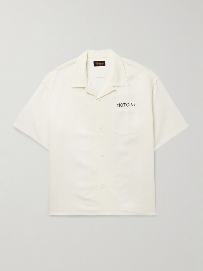 Visvim Crosby Convertible-Collar Embroidered Wool and Linen-Blend Shirt
