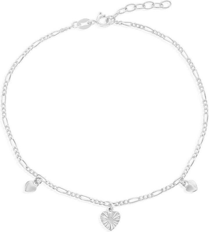 Simona Sterling Silver Heart Charm Anklet