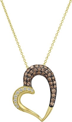 LeVian Chocolatier® 14K Honey Gold™, Vanilla Diamonds® & Chocolate Diamond® Heart Pendant Necklace