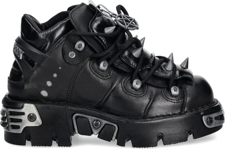 New Rock Lace-Up Stud-Details Sneakers