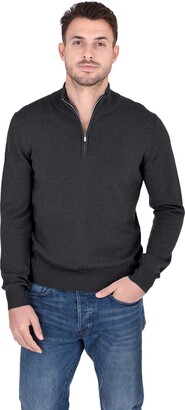 Cashmeren Men's Half Zip Mockneck Pullover 100% Pure Cashmere Zip Up Polo High Neck Sweater (Mocha