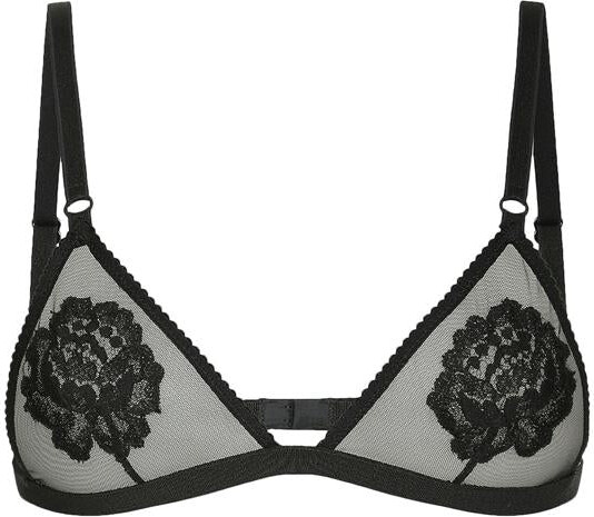 DOLCE & GABBANA Polka-dot tulle and Chantilly lace underwired soft