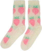 Thumbnail for your product : Ashley Williams Off-White Strawberries Socks