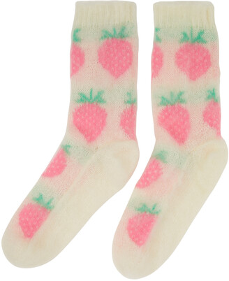 Ashley Williams Off-White Strawberries Socks