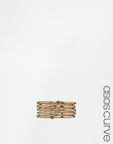 Thumbnail for your product : ASOS Curve CURVE Fine Stone Stack Rings - Multi gold