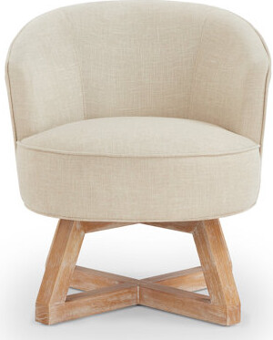 George Oliver Swivel Chair With Cross-Shaped Wooden Base,Lounge Chair With Solid Wood Legs, 360°Freely Swivel Chair , Classic Linen Fabric For Living Room, Bedroom,