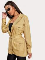 Thumbnail for your product : Shein Flap Pocket Belted Cargo Blazer