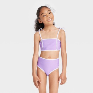 Cat & Jack Girls' Solid 2pc Bikini Set Purple XXL - ShopStyle