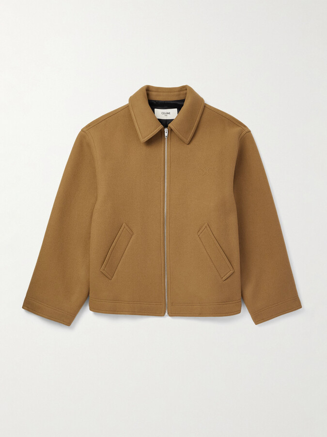 Celine Logo-Embroidered Wool-Felt Bomber Jacket