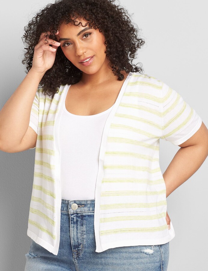 short sleeve open front long cardigan