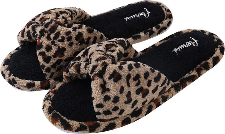 Aerusi Women’s Leopard Memory Foam Warm Comfortable Home House Slipper