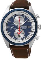 Thumbnail for your product : Seiko Chronograph Blue Dial Brown Leather Strap Mens Watch